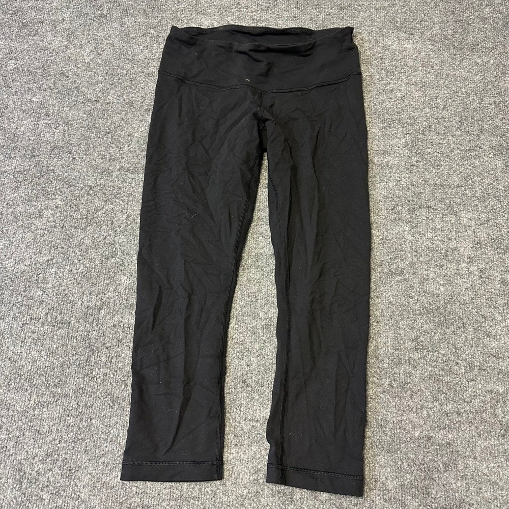 Lululemon Leggings Womens Size 6 Black Mid Rise Cropped Athletic Yoga Pants